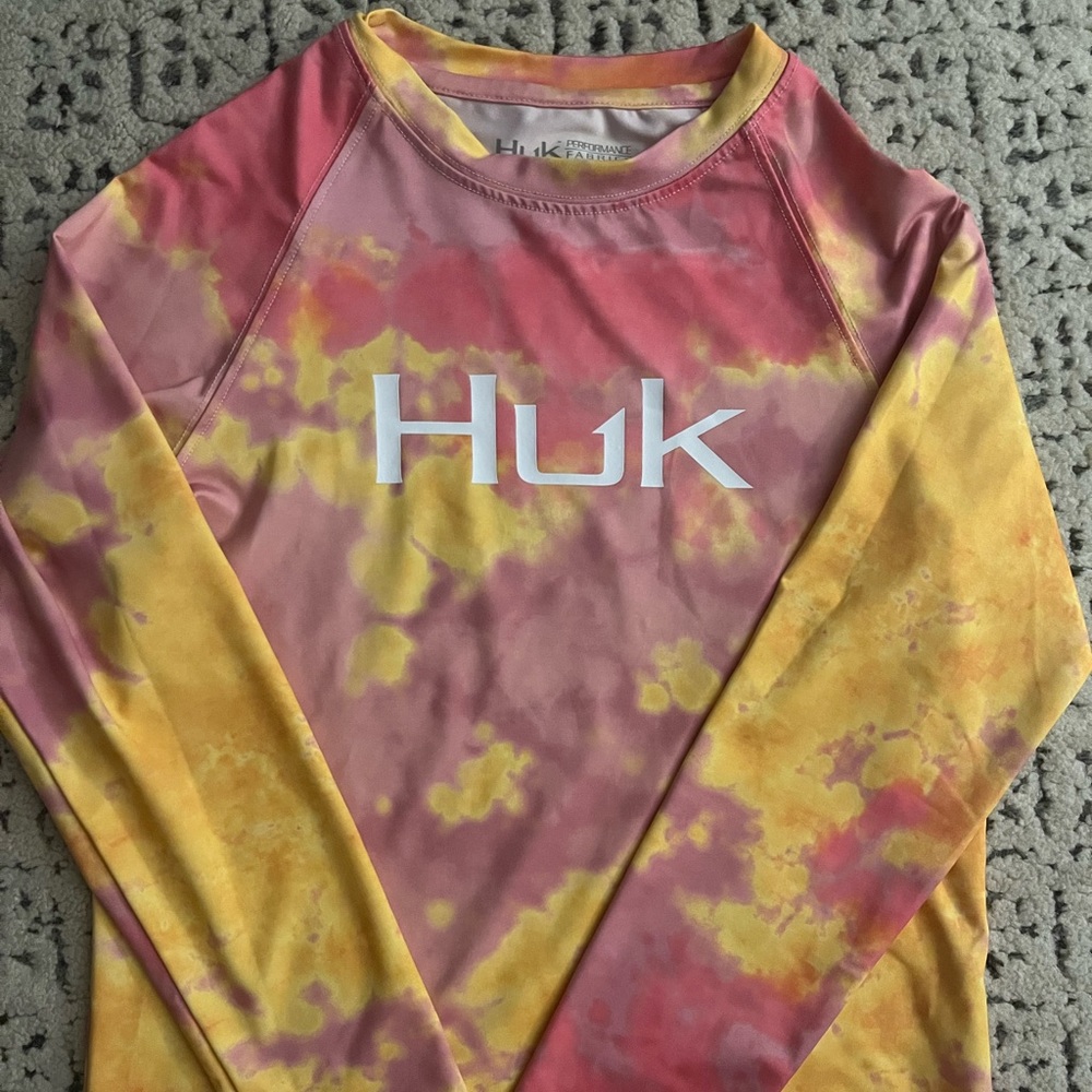 Girls Huk Vibrant Pink and Yellow Long Sleeve Shirt